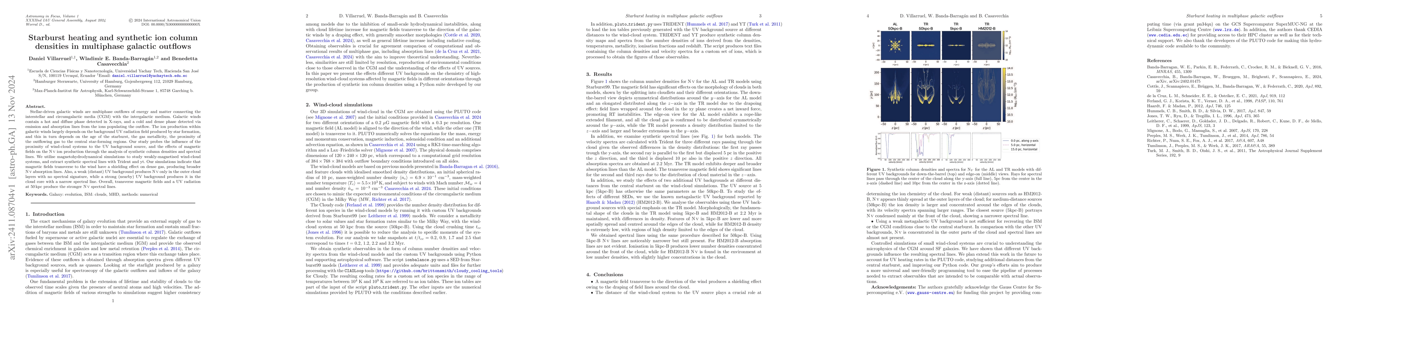Thumbnail for Starburst heating and synthetic ion column densities in multiphase
  galactic outflows