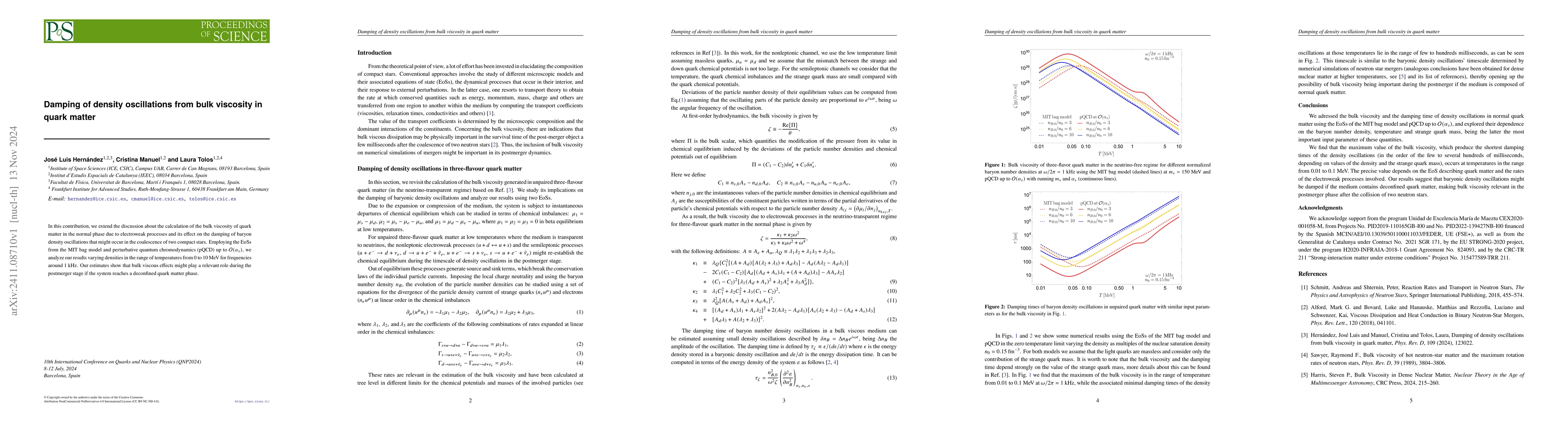 Thumbnail for Damping of density oscillations from bulk viscosity in quark matter