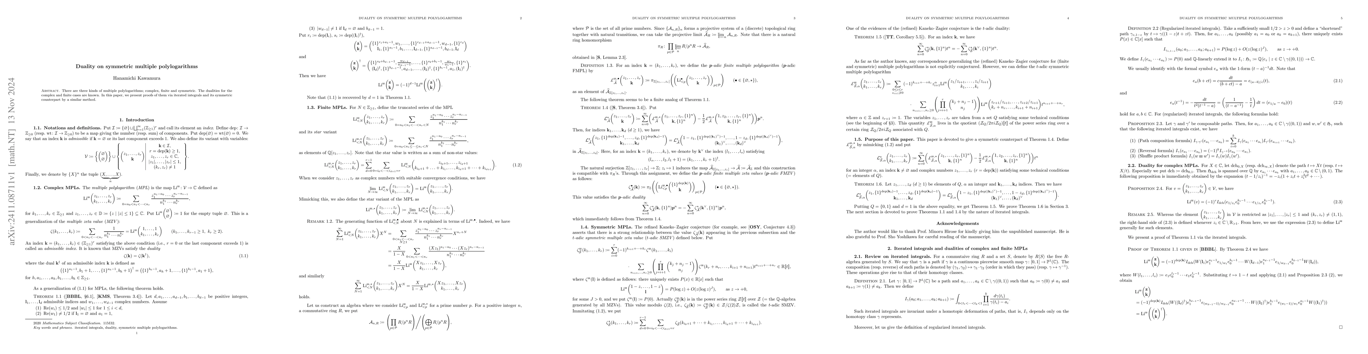 Thumbnail for Duality on symmetric multiple polylogarithms