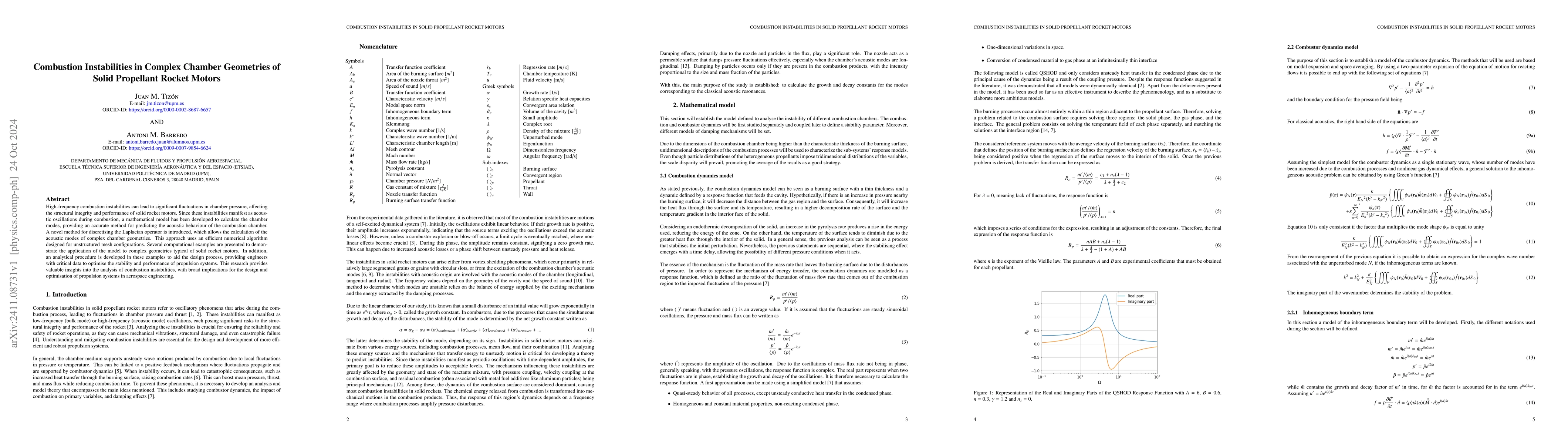 Thumbnail for Combustion Instabilities in Complex Chamber Geometries of Solid
  Propellant Rocket Motors