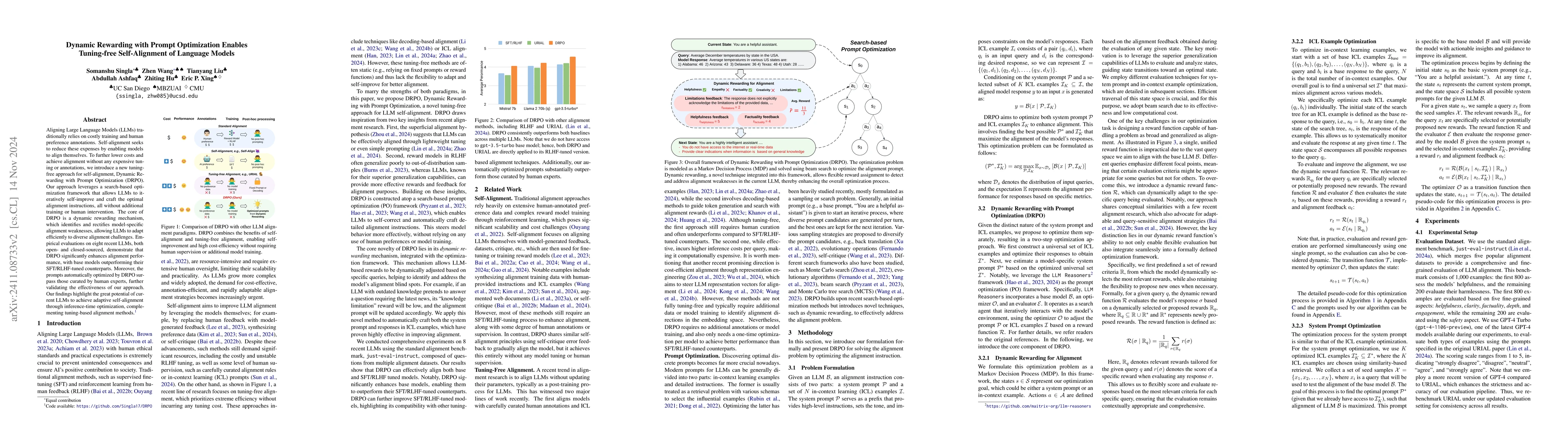 Thumbnail for Dynamic Rewarding with Prompt Optimization Enables Tuning-free
  Self-Alignment of Language Models