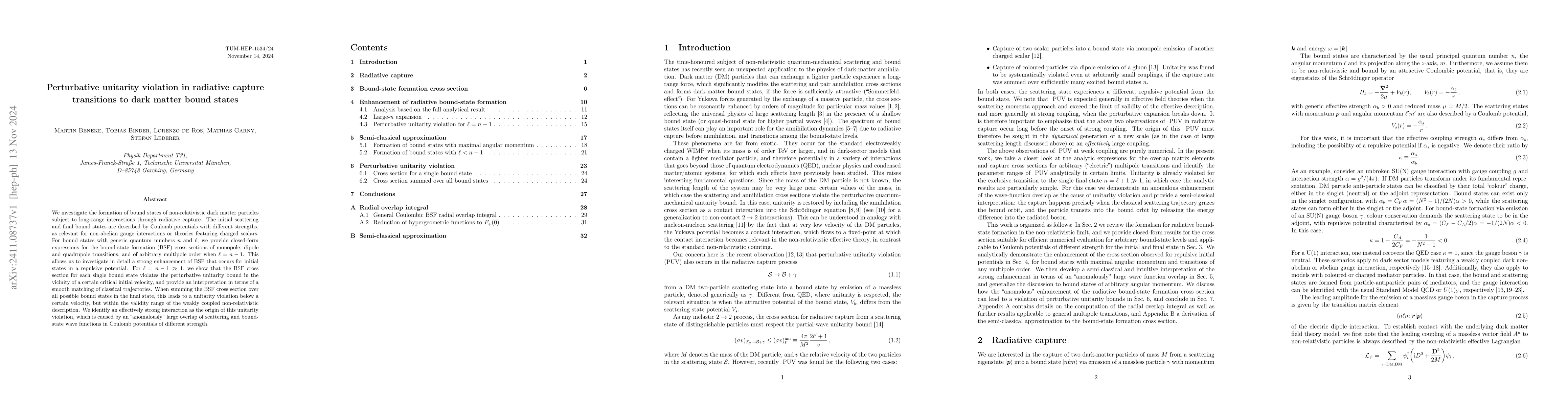 Thumbnail for Perturbative Unitarity Violation in Radiative Capture Transitions to
  Dark Matter Bound States