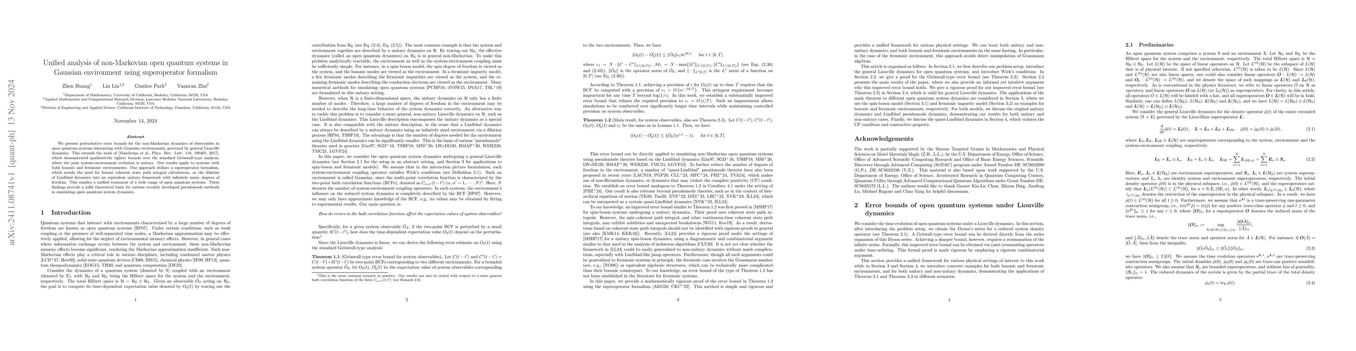 Thumbnail for Unified analysis of non-Markovian open quantum systems in Gaussian
  environment using superoperator formalism