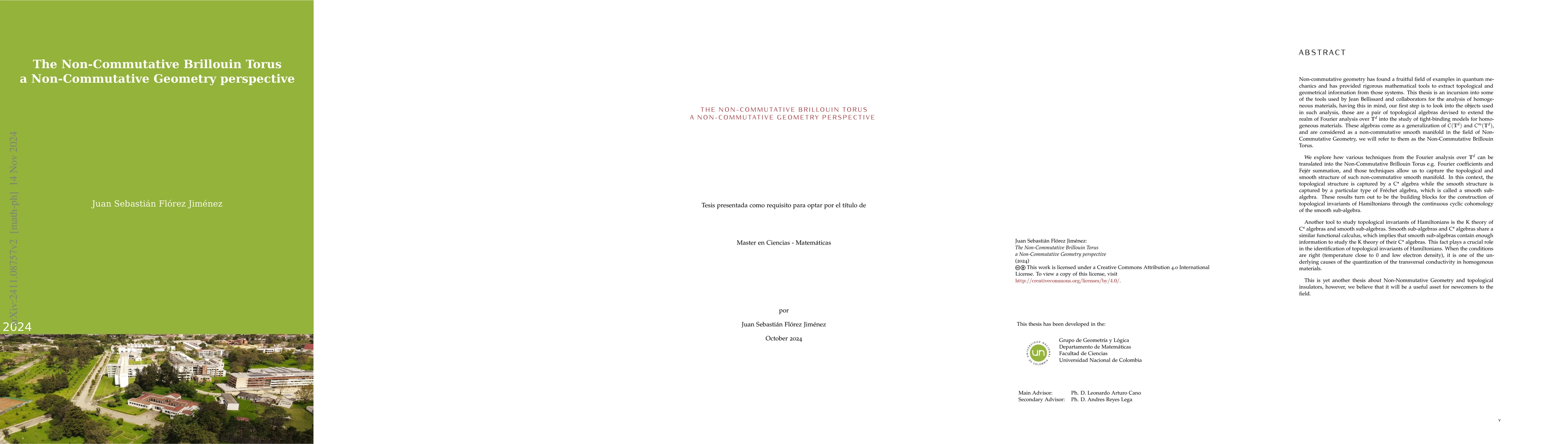 Thumbnail for The Non-Commutative Brillouin Torus, a Non-Commutative Geometry
  perspective