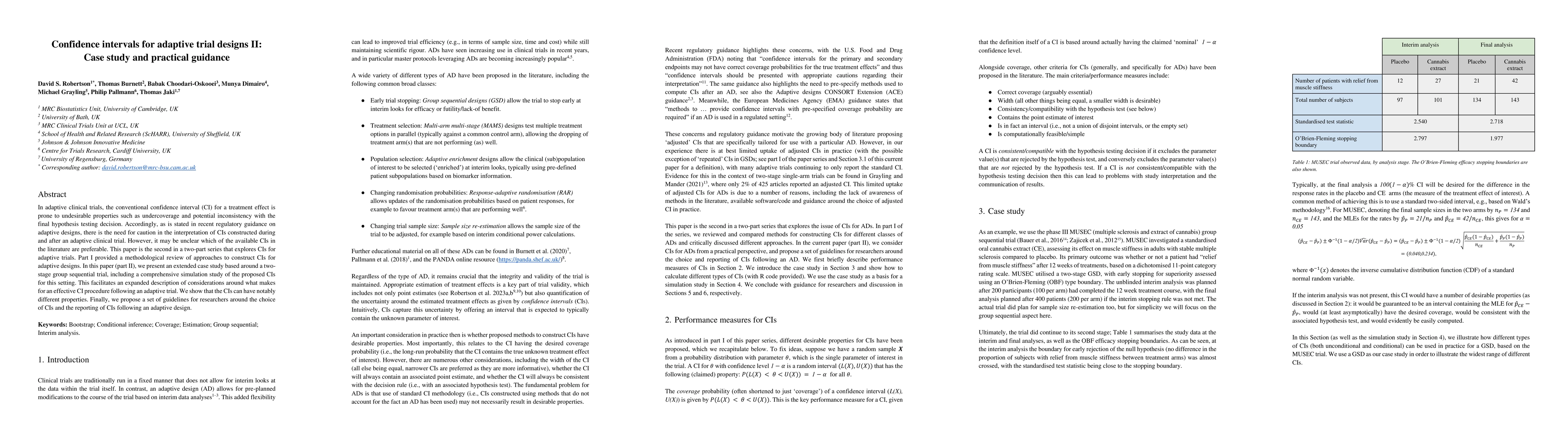 Thumbnail for Confidence intervals for adaptive trial designs II: Case study and
  practical guidance