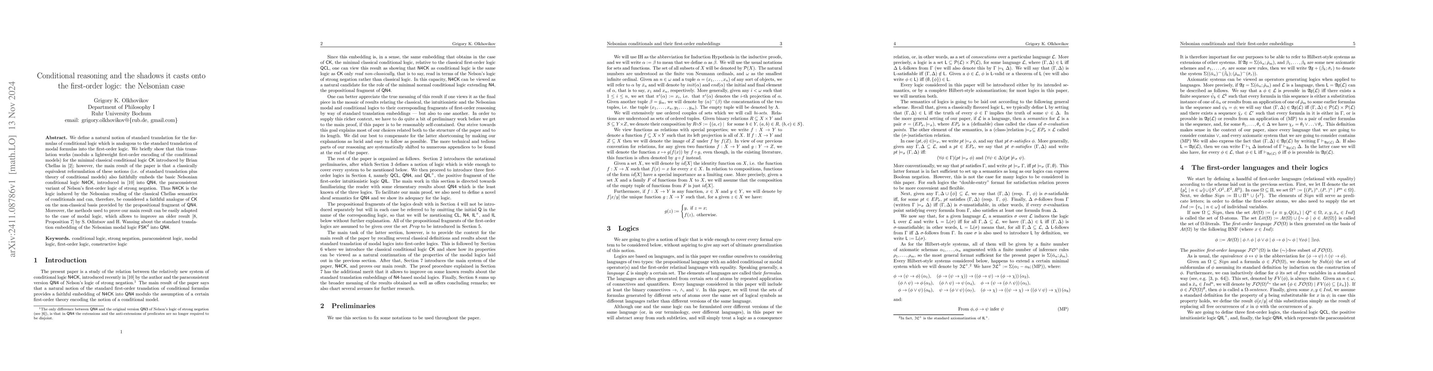 Thumbnail for Conditional reasoning and the shadows it casts onto the first-order
  logic: the Nelsonian case