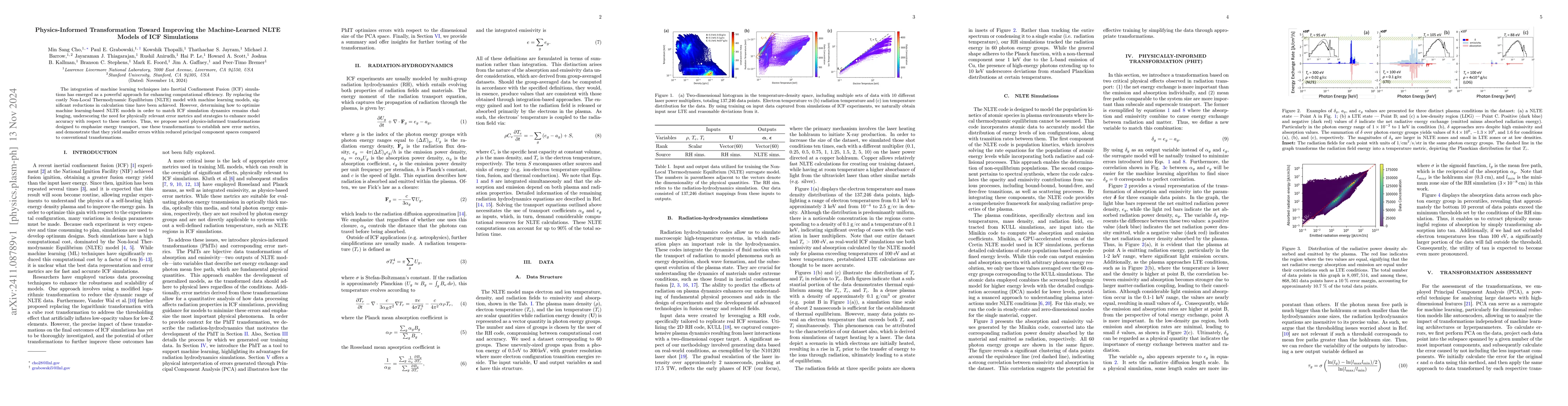 Thumbnail for Physics-Informed Transformation Toward Improving the Machine-Learned
  NLTE Models of ICF Simulations