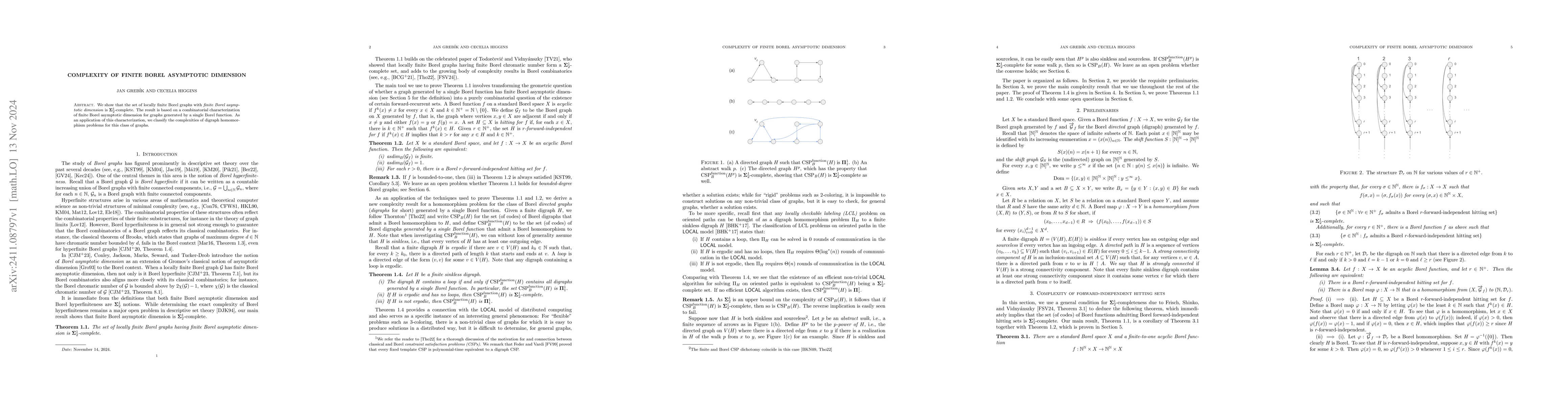 Thumbnail for Complexity of Finite Borel Asymptotic Dimension