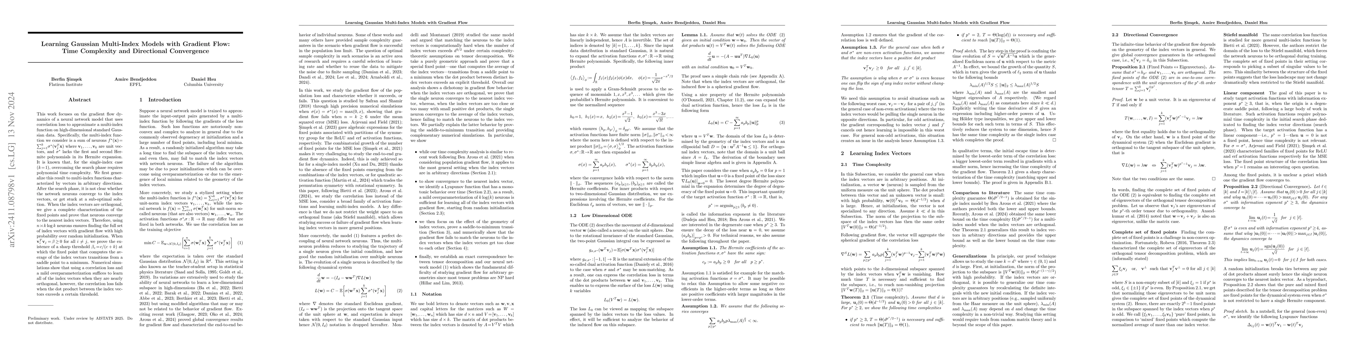 Thumbnail for Learning Gaussian Multi-Index Models with Gradient Flow: Time Complexity
  and Directional Convergence
