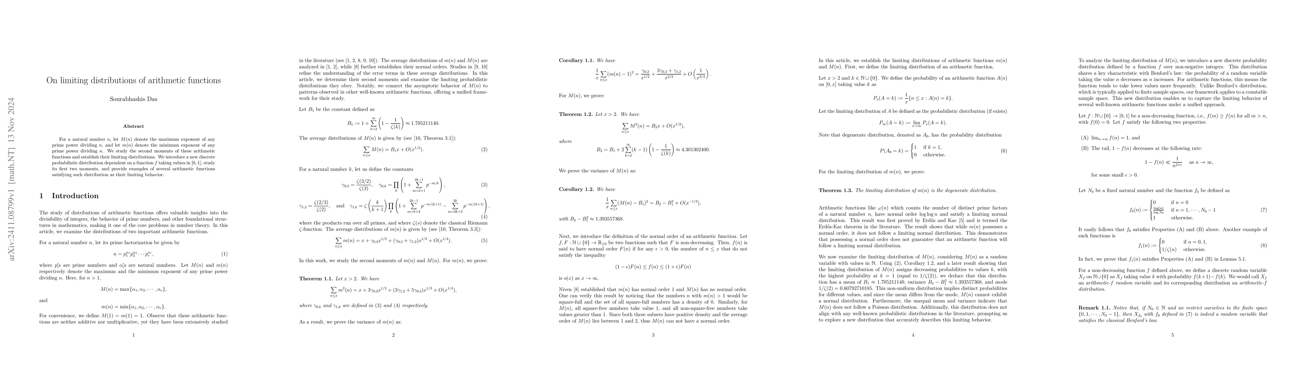Thumbnail for On limiting distributions of arithmetic functions
