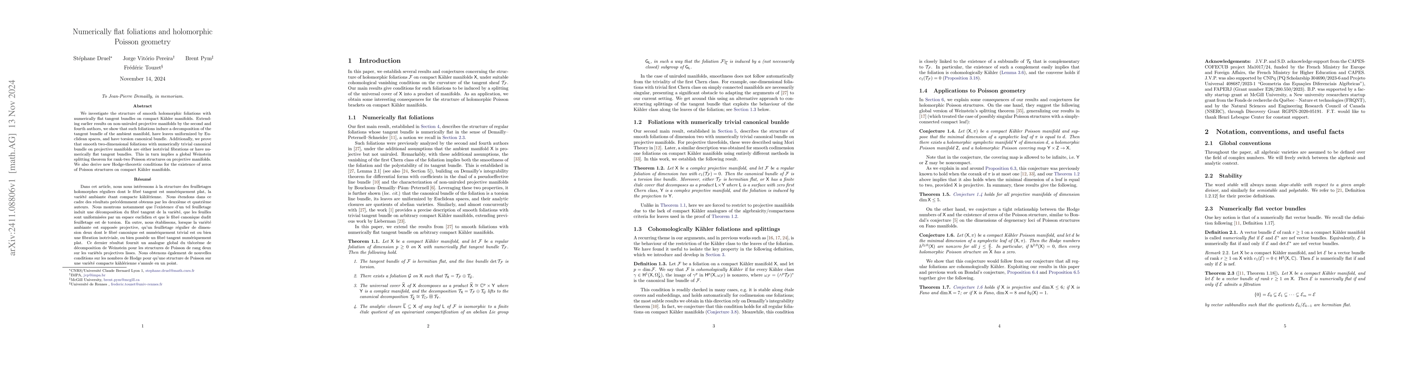 Thumbnail for Numerically flat foliations and holomorphic Poisson geometry
