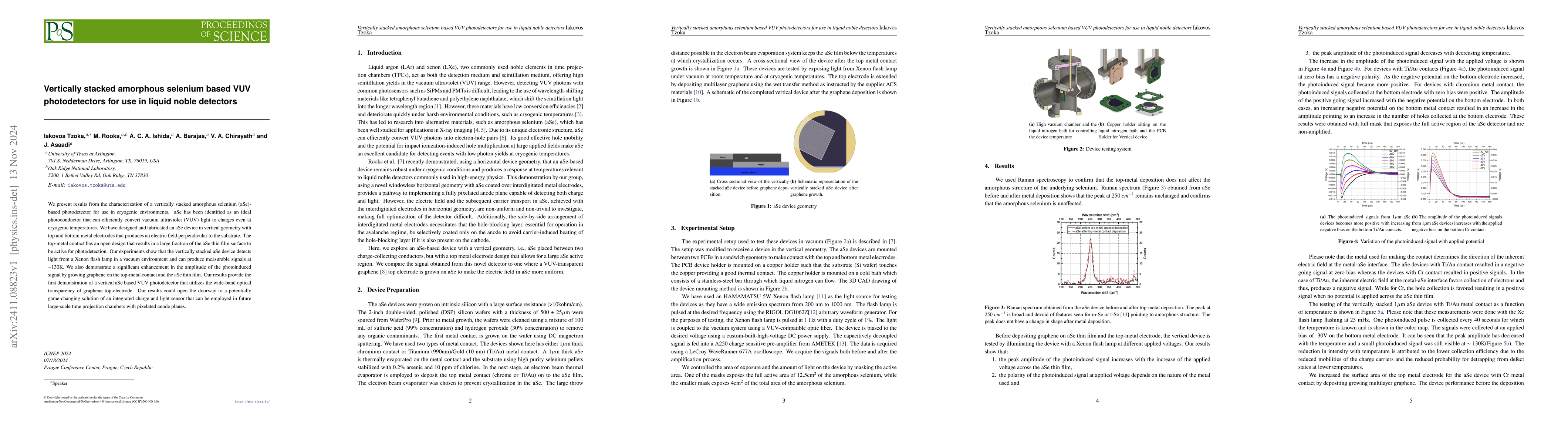 Thumbnail for Vertically stacked amorphous selenium based VUV photodetectors for use
  in liquid noble detectors
