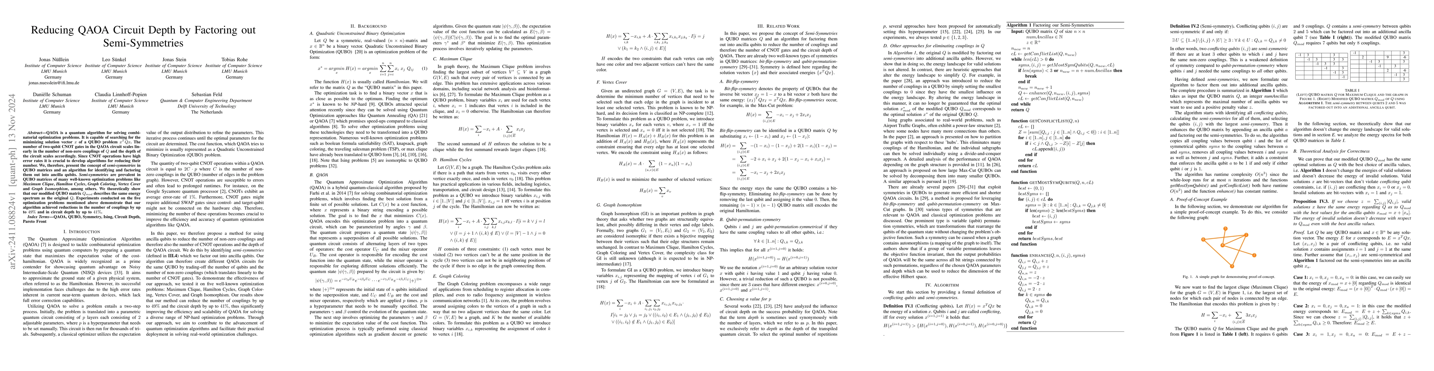 Thumbnail for Reducing QAOA Circuit Depth by Factoring out Semi-Symmetries