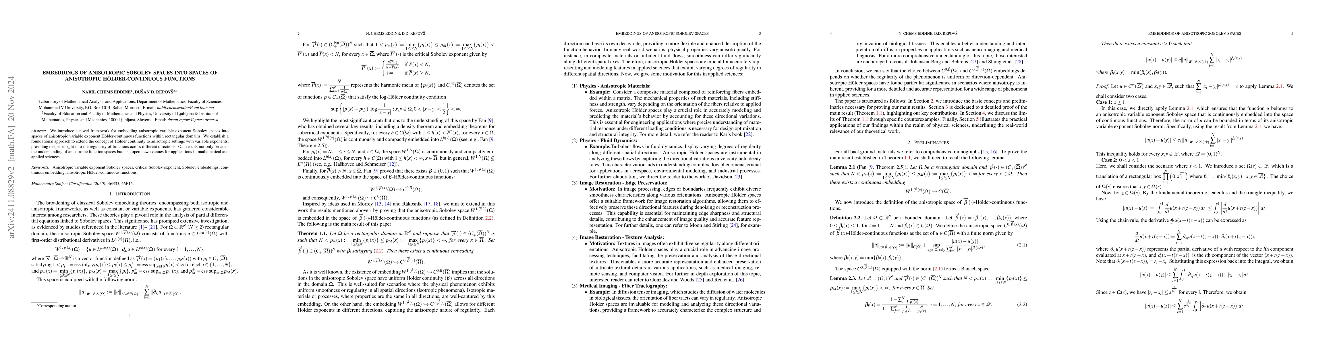 Thumbnail for Embeddings of anisotropic Sobolev spaces into spaces of anisotropic
  Hölder-continuous functions