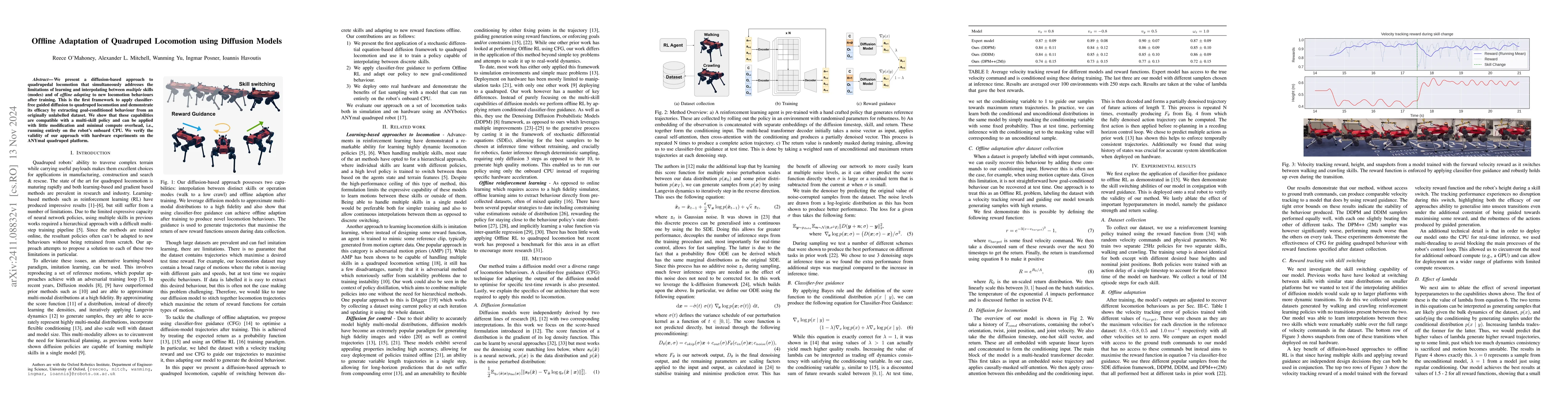 Thumbnail for Offline Adaptation of Quadruped Locomotion using Diffusion Models