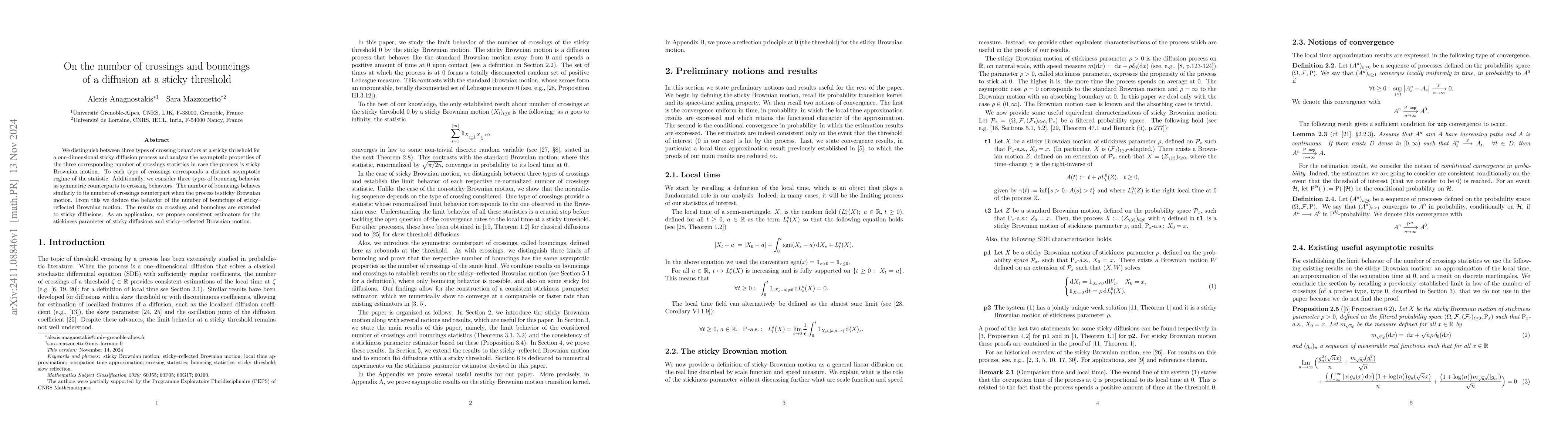 Thumbnail for On the number of crossings and bouncings of a diffusion at a sticky
  threshold