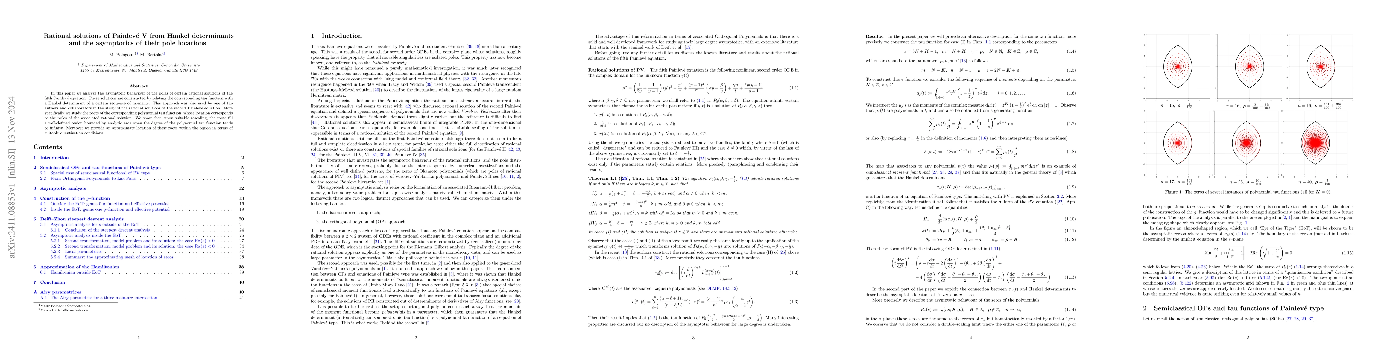 Thumbnail for Rational solutions of Painlevé V from Hankel determinants and the
  asymptotics of their pole locations