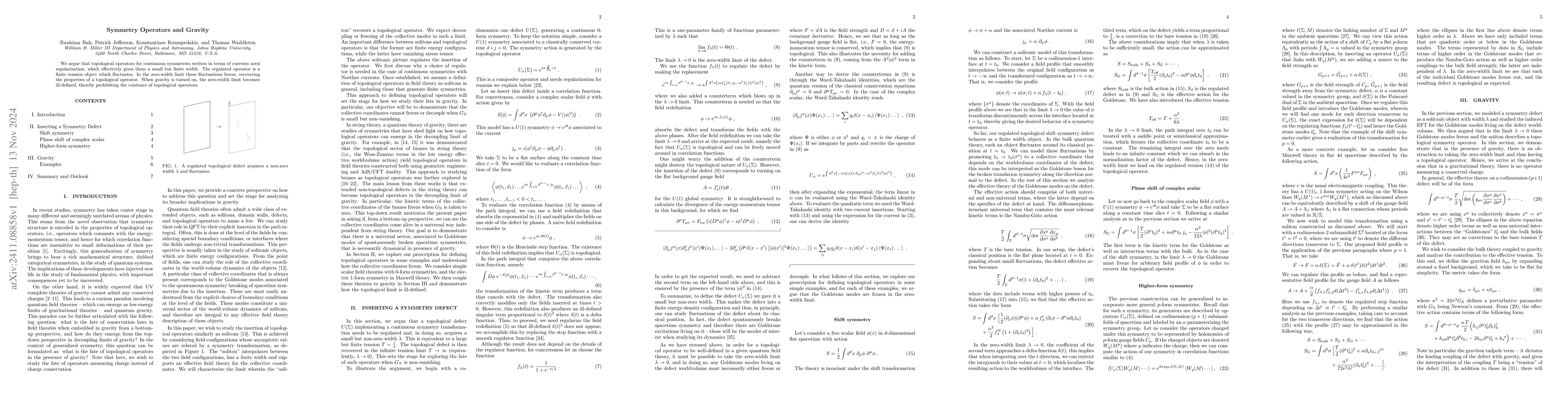 Thumbnail for Symmetry Operators and Gravity