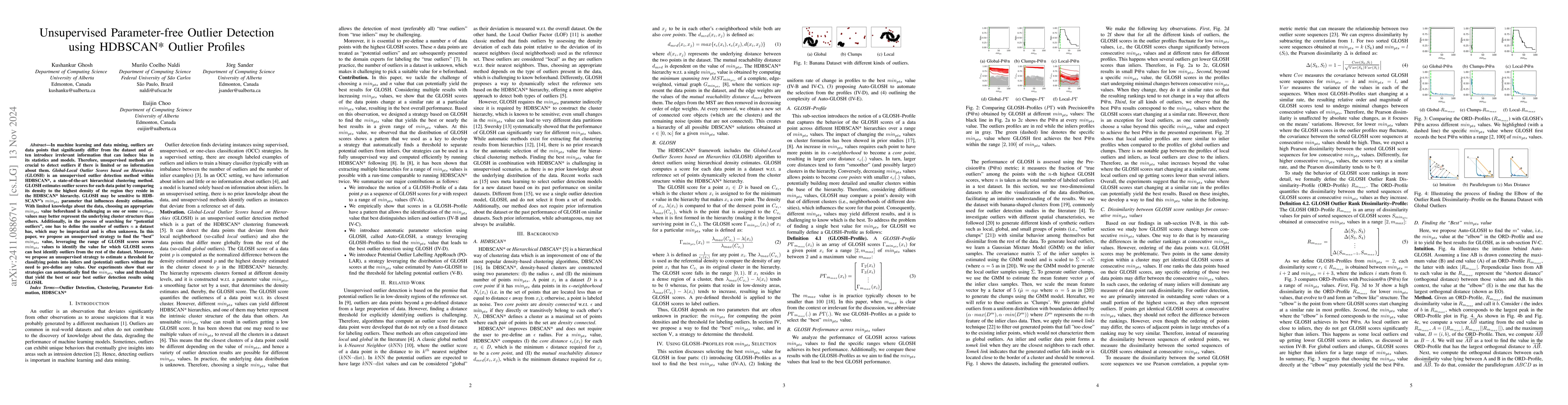 Thumbnail for Unsupervised Parameter-free Outlier Detection using HDBSCAN* Outlier
  Profiles