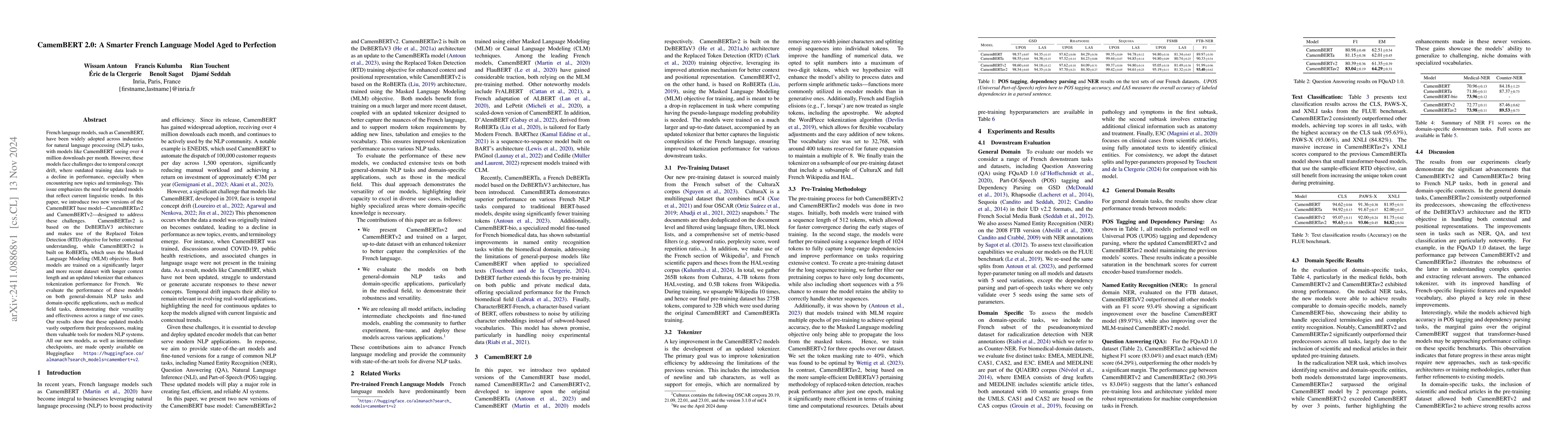 Thumbnail for CamemBERT 2.0: A Smarter French Language Model Aged to Perfection