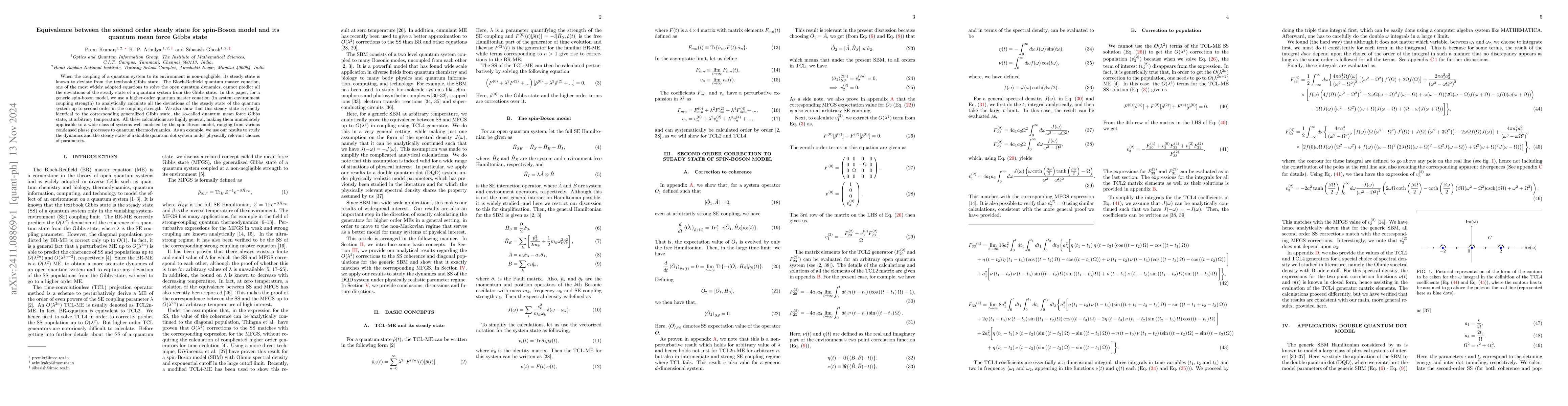 Thumbnail for Equivalence between the second order steady state for spin-Boson model
  and its quantum mean force Gibbs state