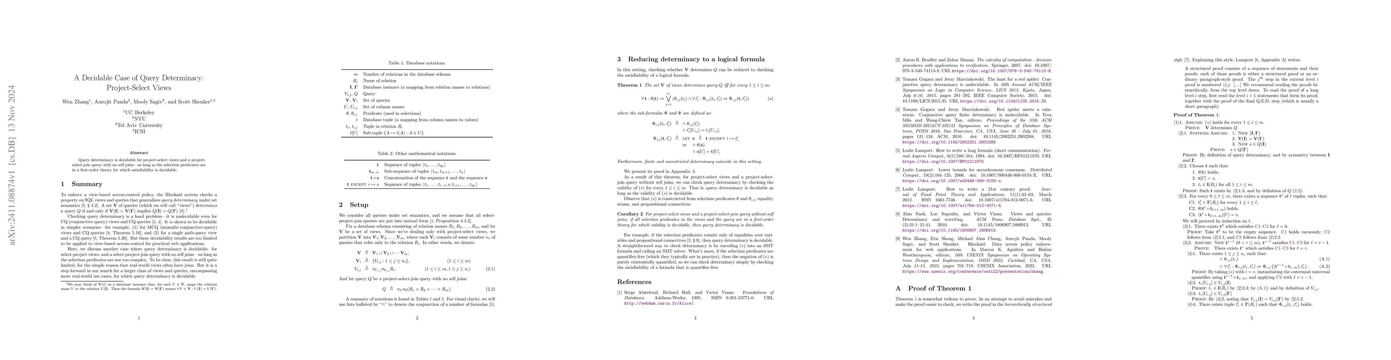 Thumbnail for A Decidable Case of Query Determinacy: Project-Select Views