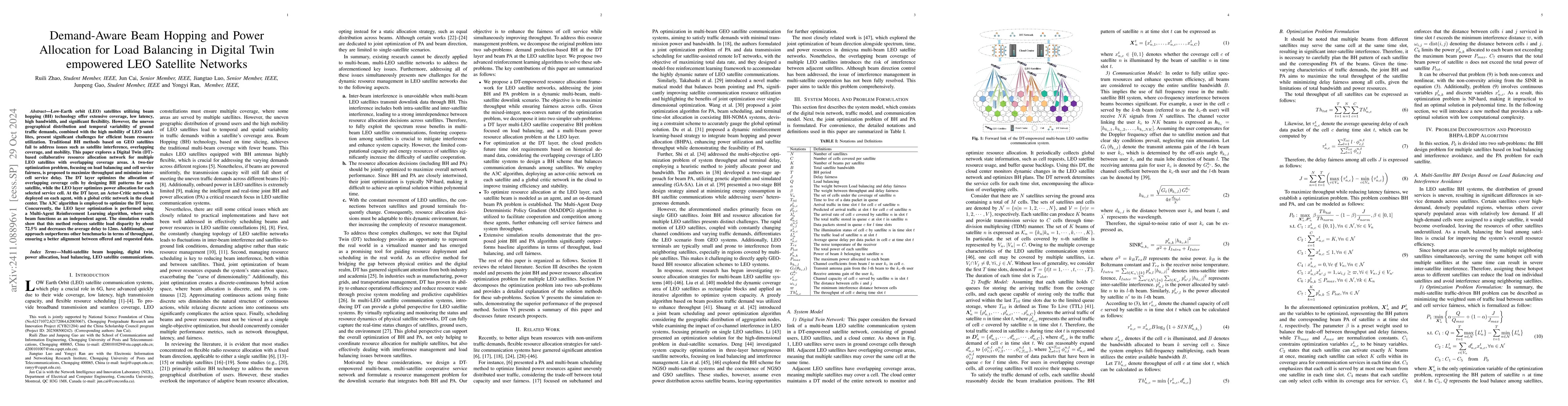 Thumbnail for Demand-Aware Beam Hopping and Power Allocation for Load Balancing in
  Digital Twin empowered LEO Satellite Networks