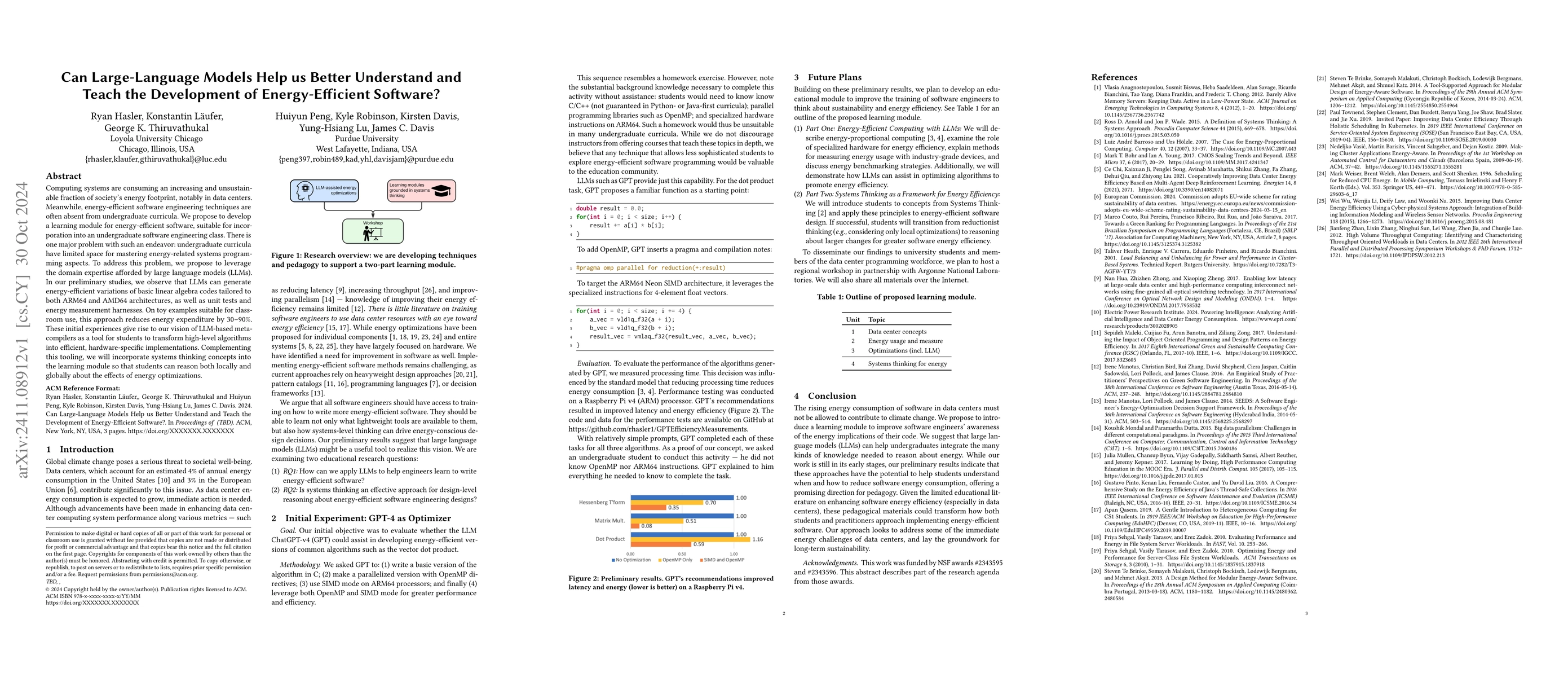 Thumbnail for Can Large-Language Models Help us Better Understand and Teach the
  Development of Energy-Efficient Software?