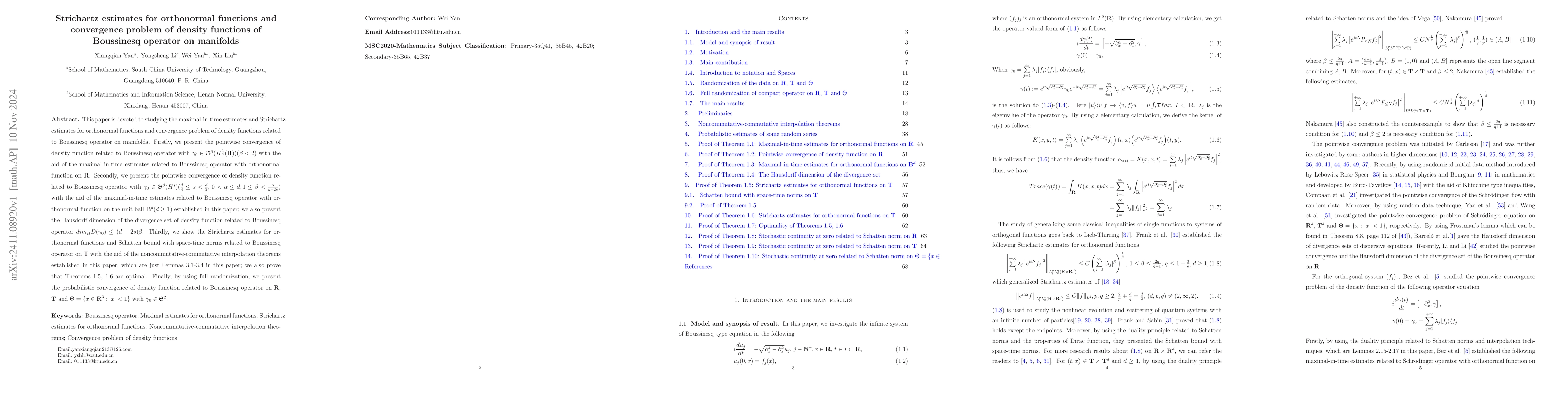 Thumbnail for Strichartz estimates for orthonormal functions and convergence problem
  of density functions of Boussinesq operator on manifolds