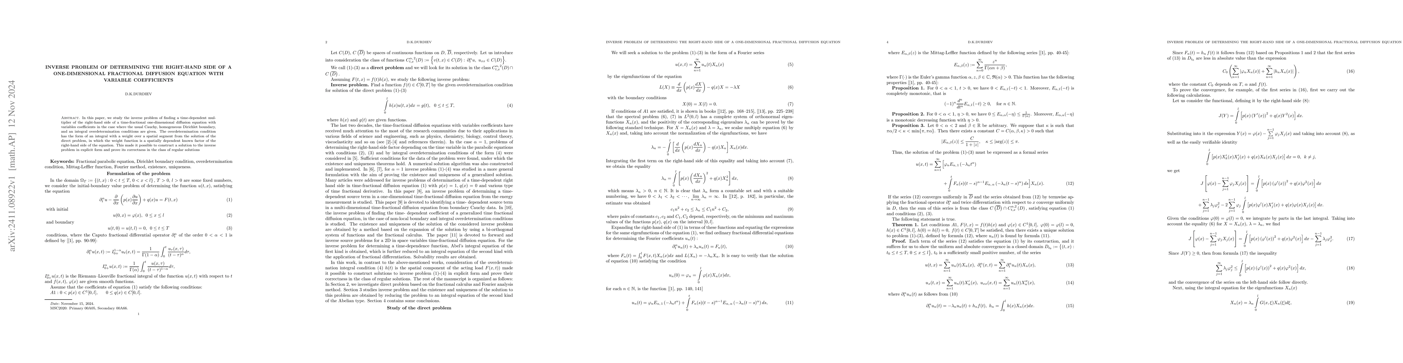 Thumbnail for Inverse problem of determining the right-hand side of a one-dimensional
  fractional diffusion equation with variable coefficients
