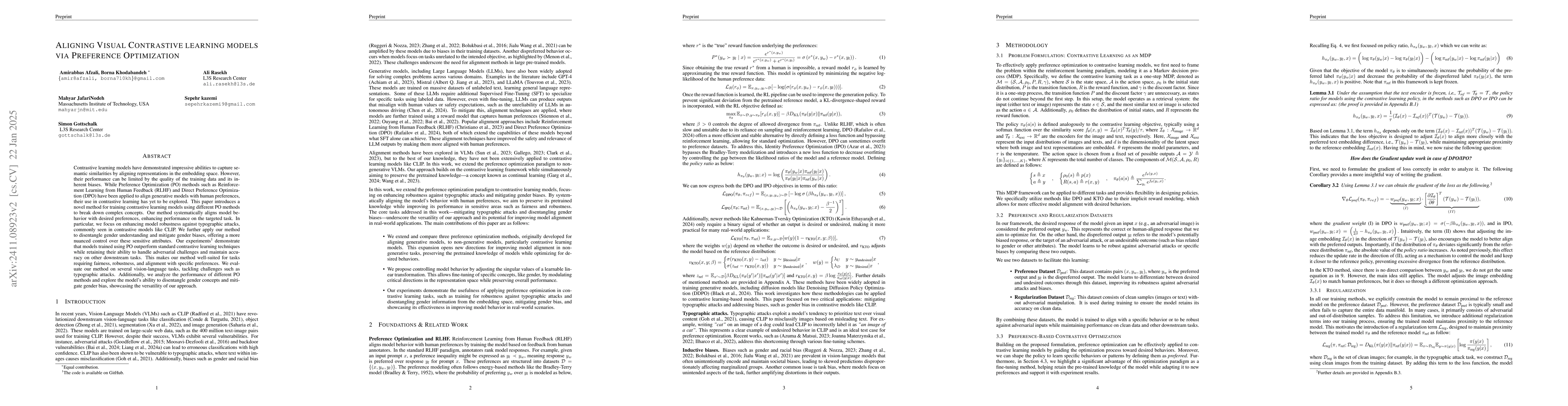 Thumbnail for Aligning Visual Contrastive learning models via Preference Optimization