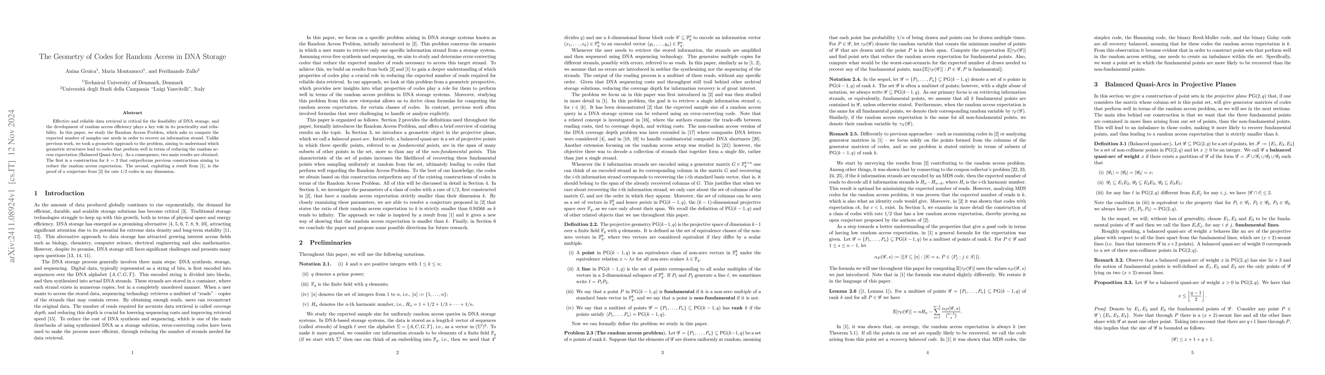 Thumbnail for The Geometry of Codes for Random Access in DNA Storage