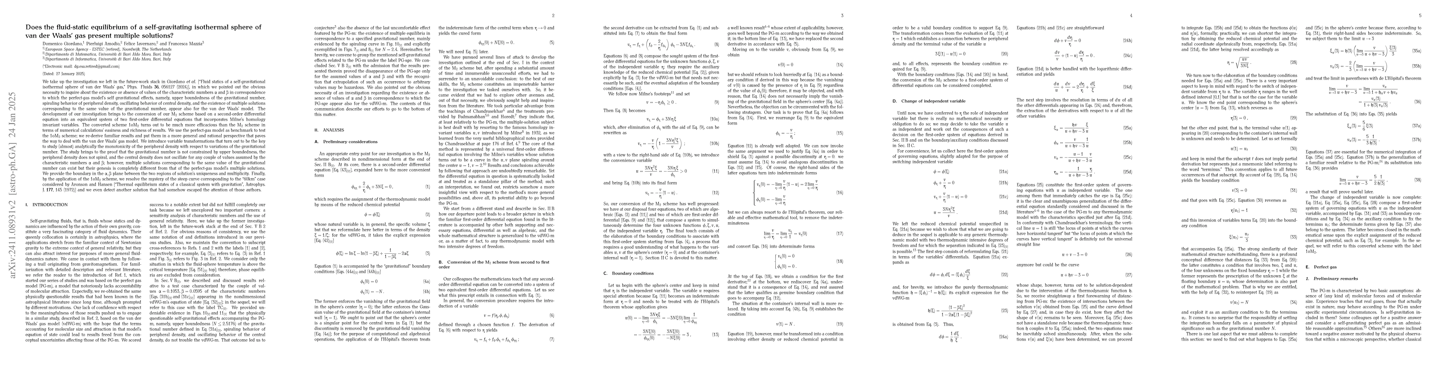 Thumbnail for Does the fluid-static equilibrium of a self-gravitating isothermal
  sphere of van der Waals' gas present multiple solutions?