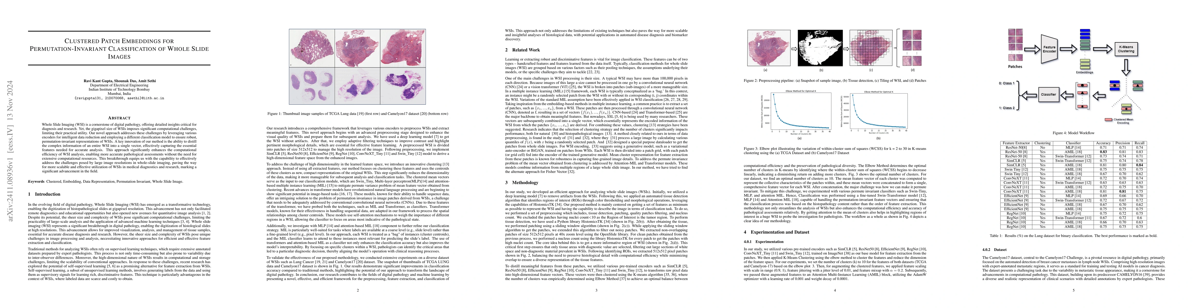 Thumbnail for Clustered Patch Embeddings for Permutation-Invariant Classification of
  Whole Slide Images