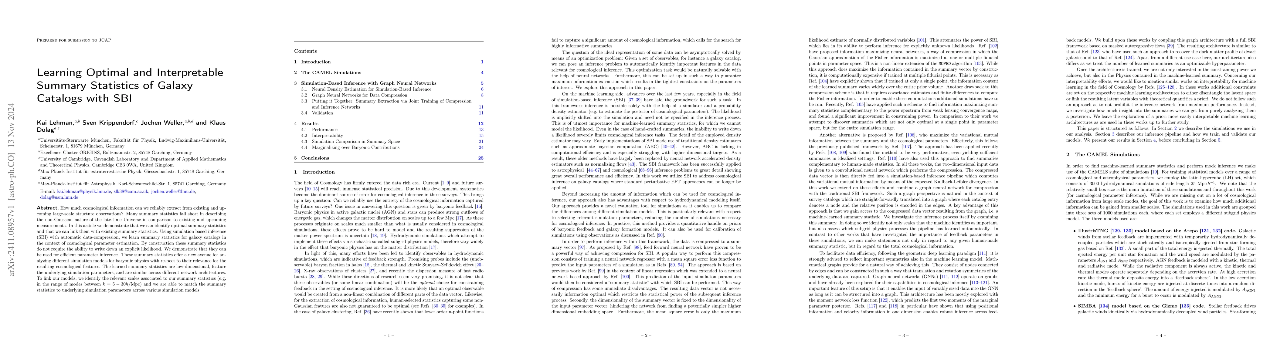 Thumbnail for Learning Optimal and Interpretable Summary Statistics of Galaxy Catalogs
  with SBI