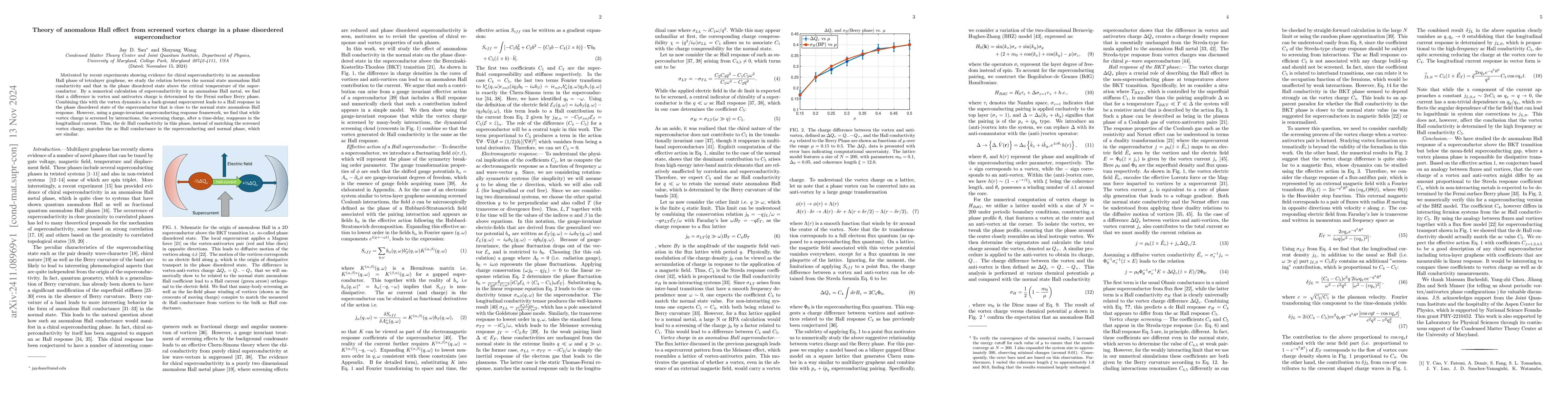 Thumbnail for Theory of anomalous Hall effect from screened vortex charge in a phase
  disordered superconductor