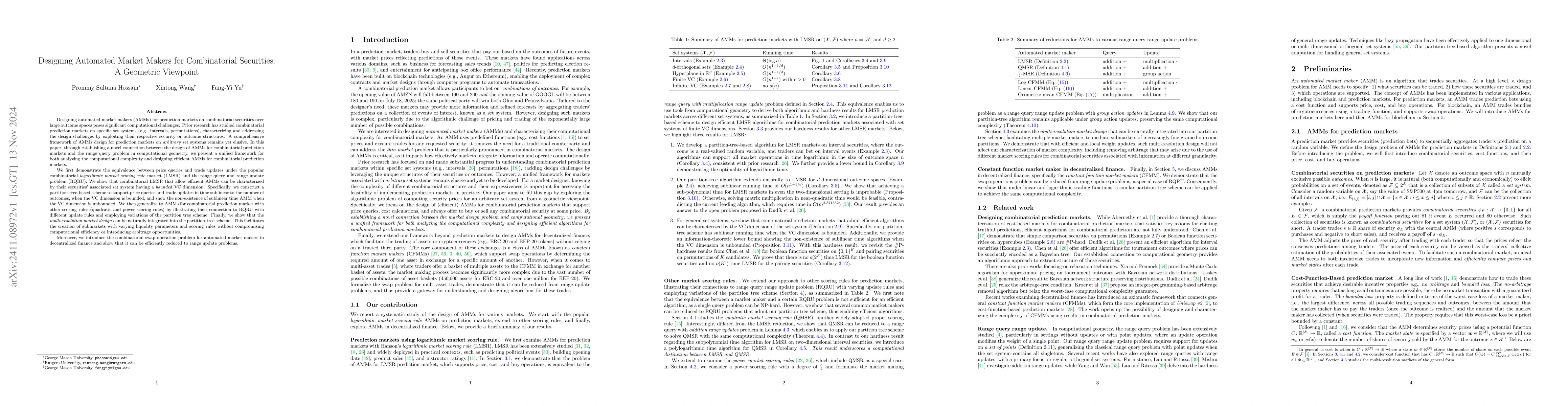 Thumbnail for Designing Automated Market Makers for Combinatorial Securities: A
  Geometric Viewpoint