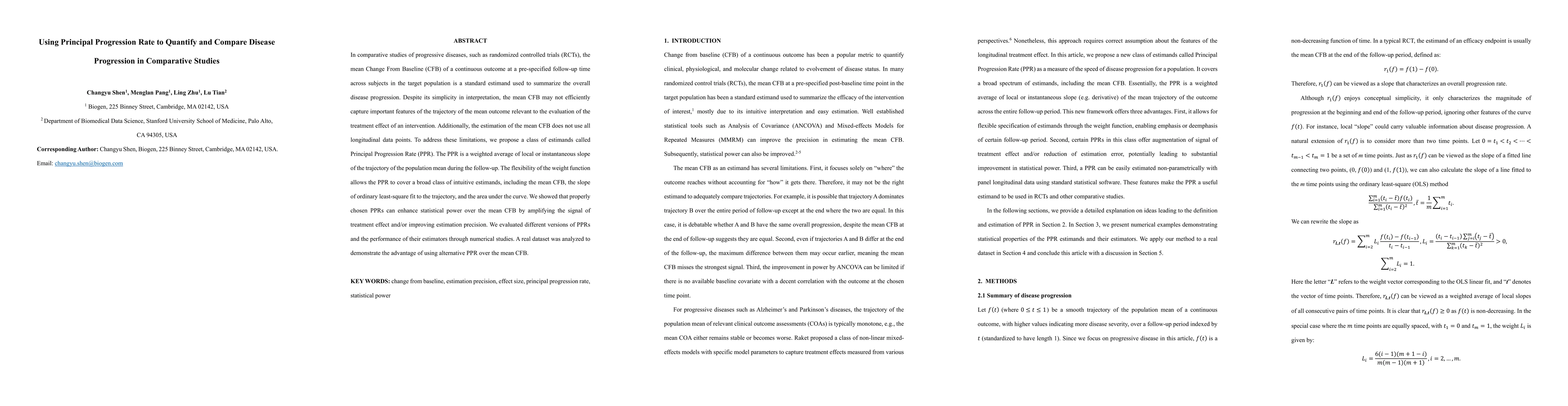 Thumbnail for Using Principal Progression Rate to Quantify and Compare Disease
  Progression in Comparative Studies