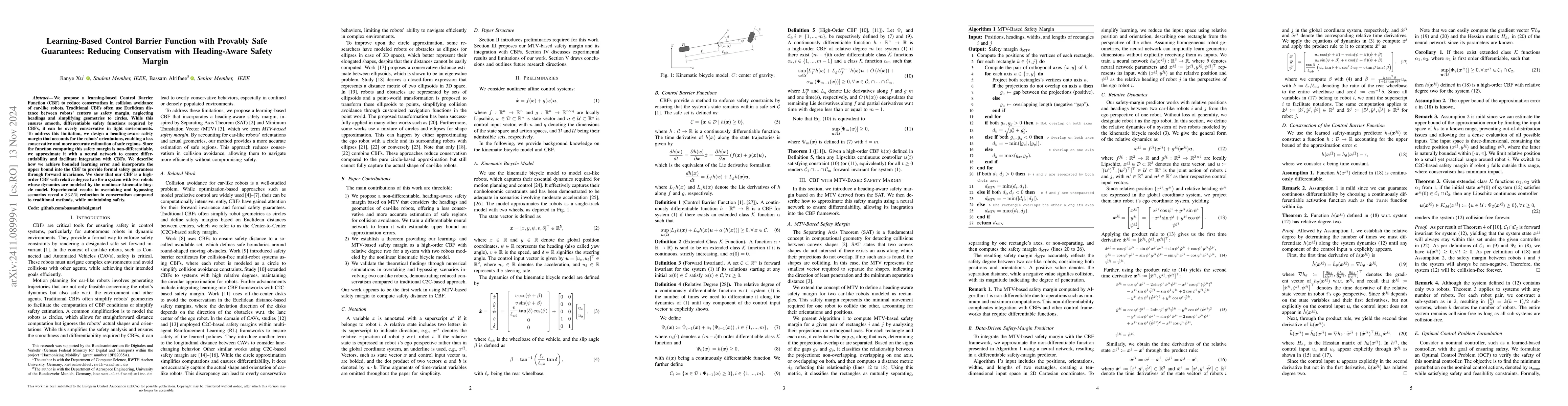 Thumbnail for Learning-Based Control Barrier Function with Provably Safe Guarantees:
  Reducing Conservatism with Heading-Aware Safety Margin