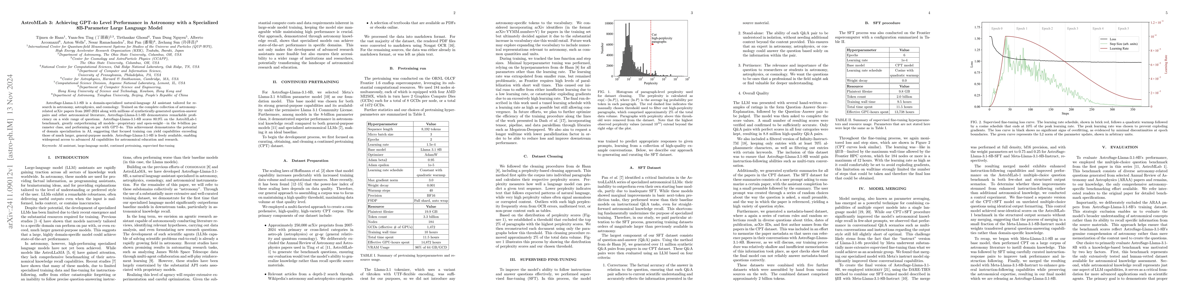 Thumbnail for AstroMLab 3: Achieving GPT-4o Level Performance in Astronomy with a
  Specialized 8B-Parameter Large Language Model