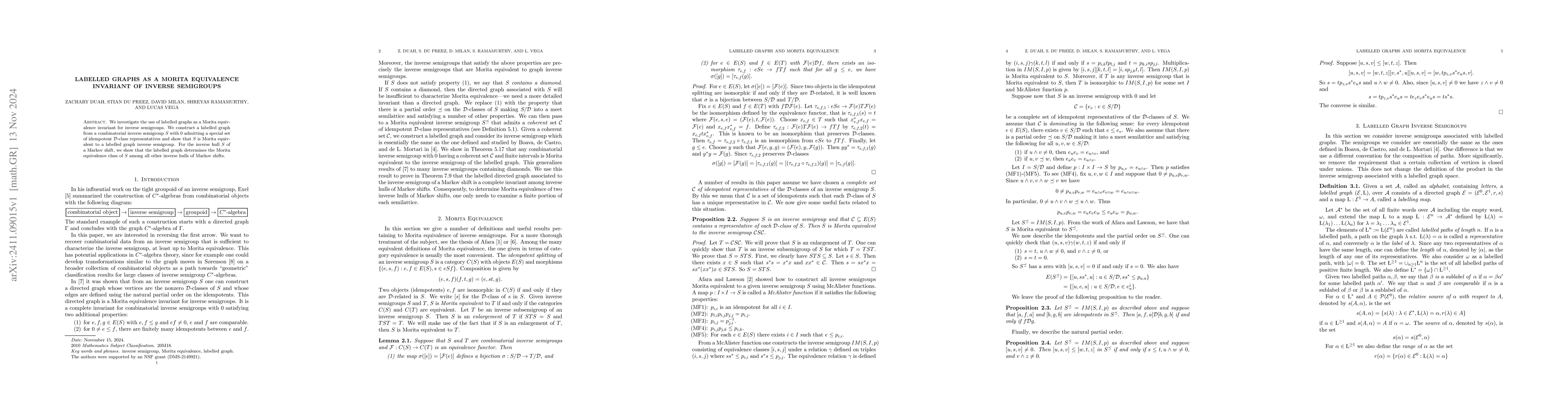 Thumbnail for Labelled graphs as a Morita equivalence invariant of inverse semigroups