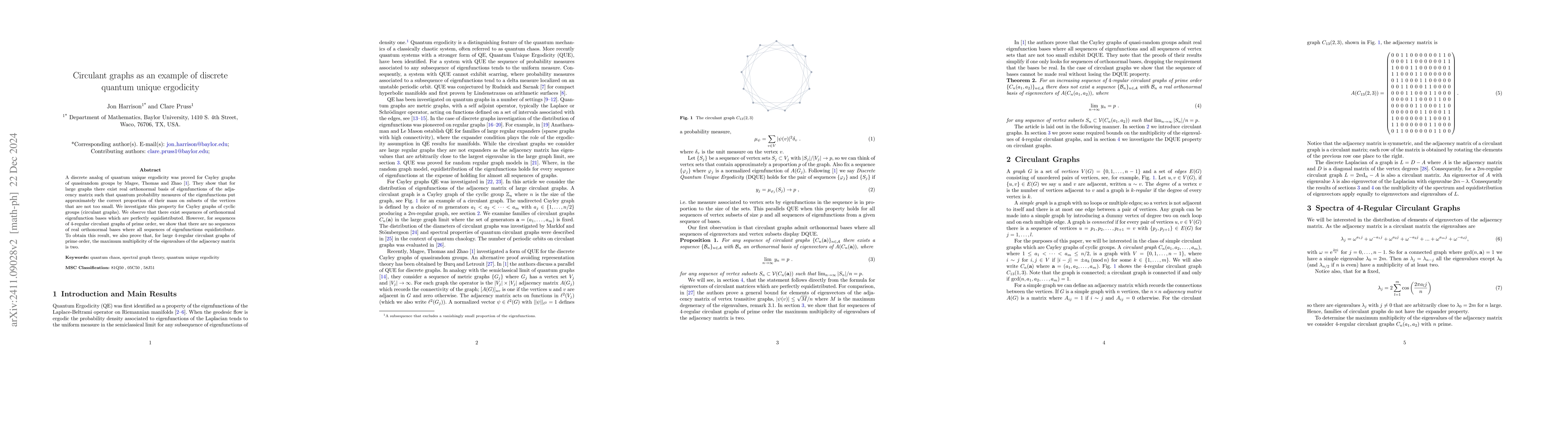 Thumbnail for Circulant graphs as an example of discrete quantum unique ergodicity