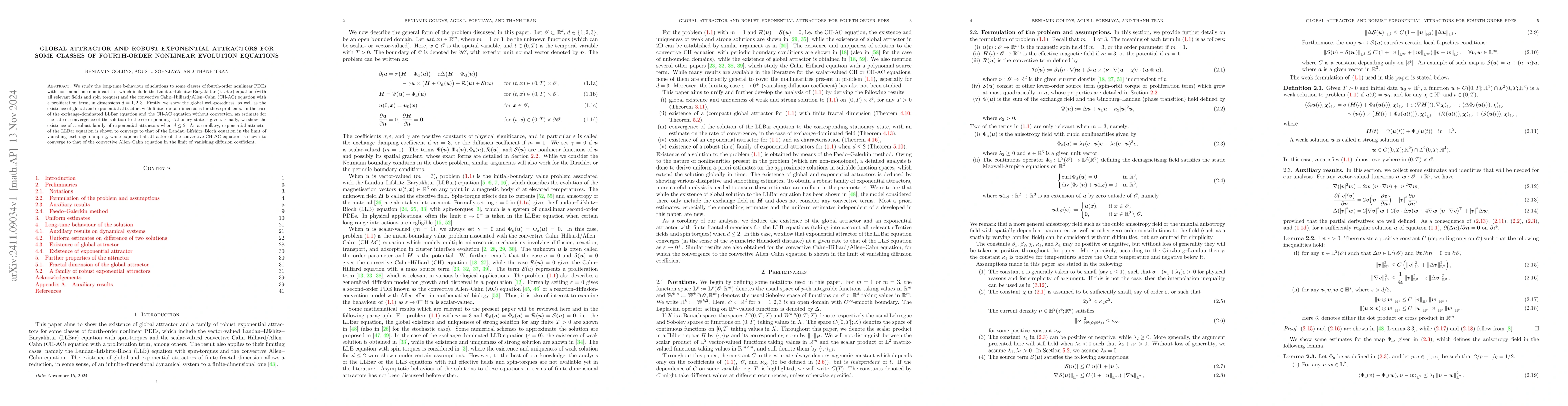 Thumbnail for Global attractor and robust exponential attractors for some classes of
  fourth-order nonlinear evolution equations