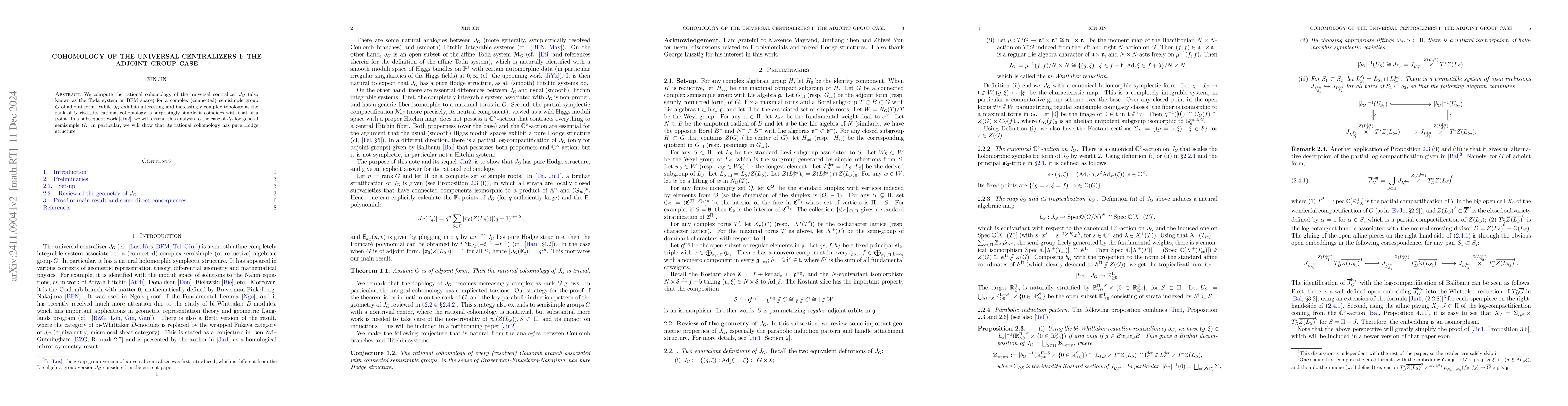 Thumbnail for Cohomology of the universal centralizers I: the adjoint group case