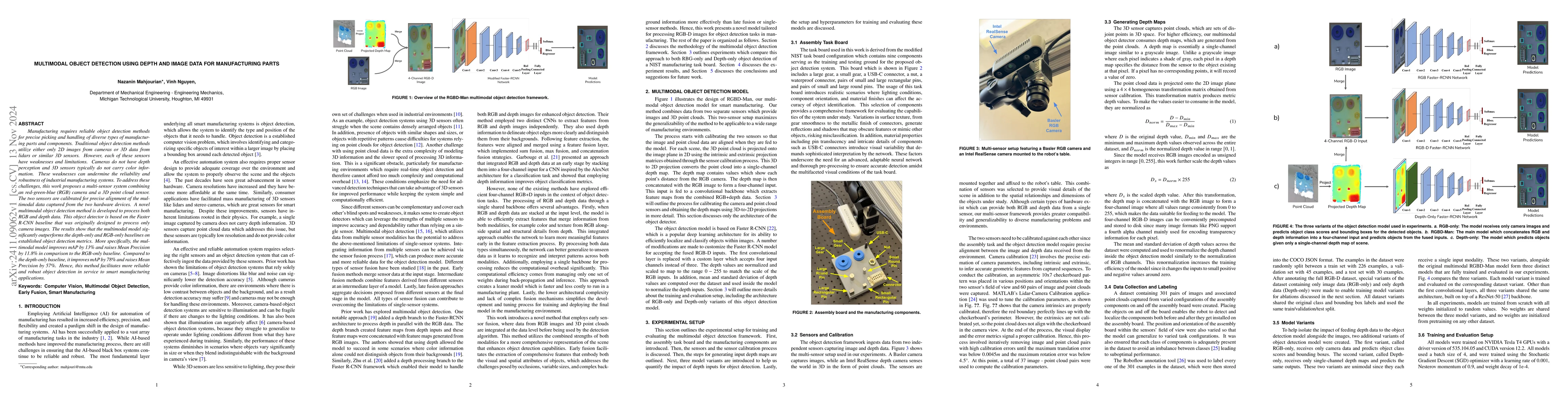Thumbnail for Multimodal Object Detection using Depth and Image Data for Manufacturing
  Parts