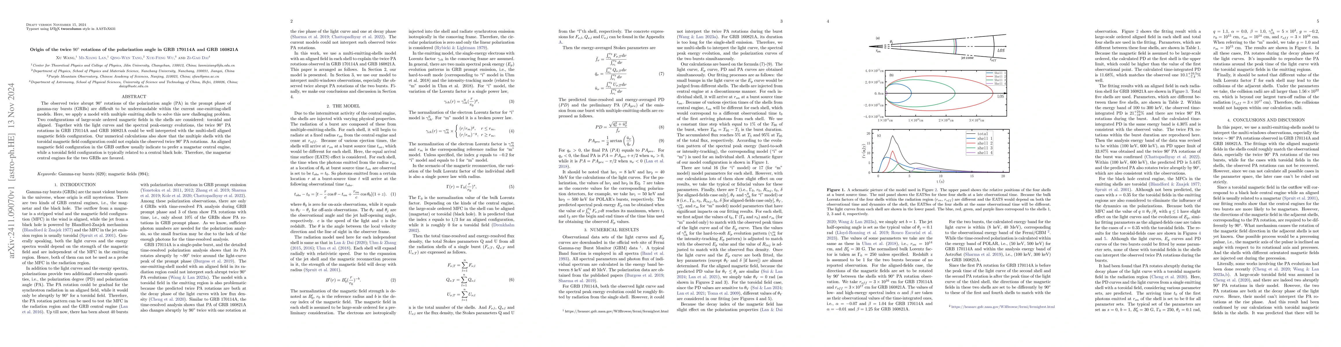 Thumbnail for Origin of the twice ${90}^{\circ}$ rotations of the polarization angle
  in GRB 170114A and GRB 160821A