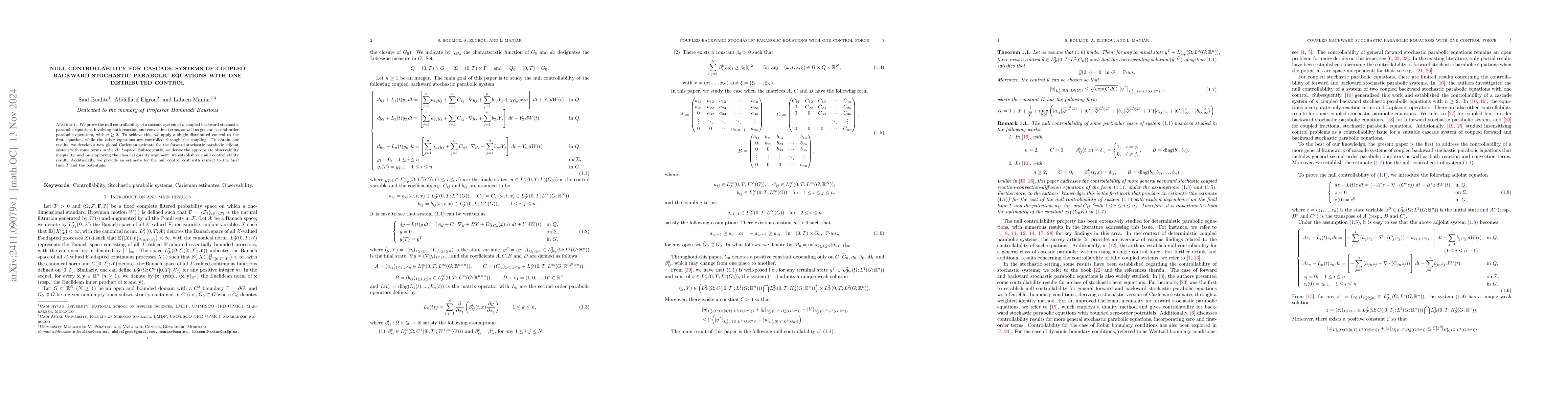 Thumbnail for Null Controllability for Cascade systems of Coupled Backward Stochastic
  Parabolic Equations with One Distributed Control