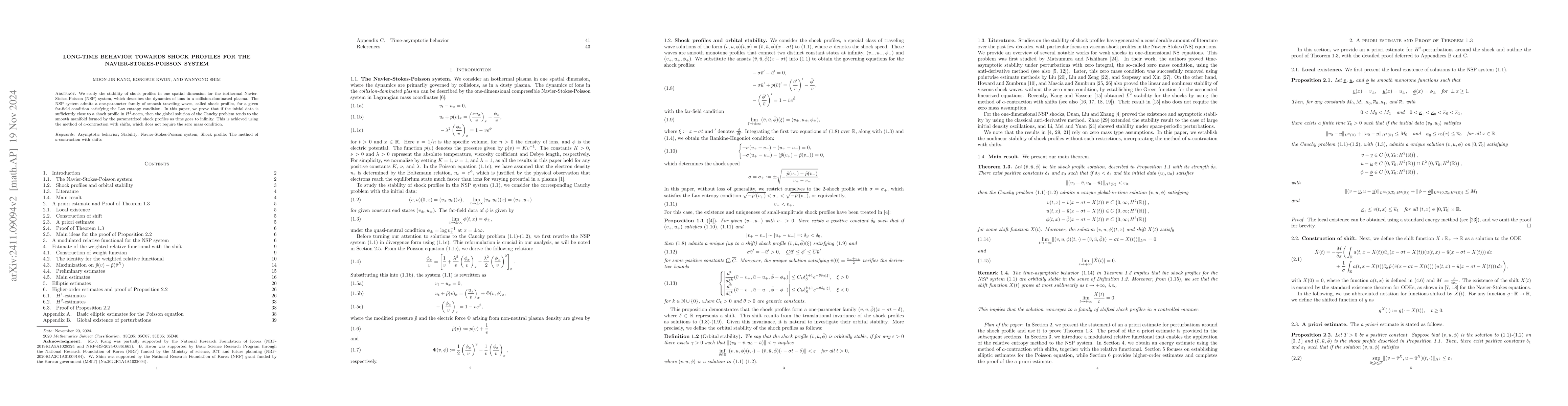 Thumbnail for Long-Time Behavior towards Shock Profiles for the Navier-Stokes-Poisson
  System
