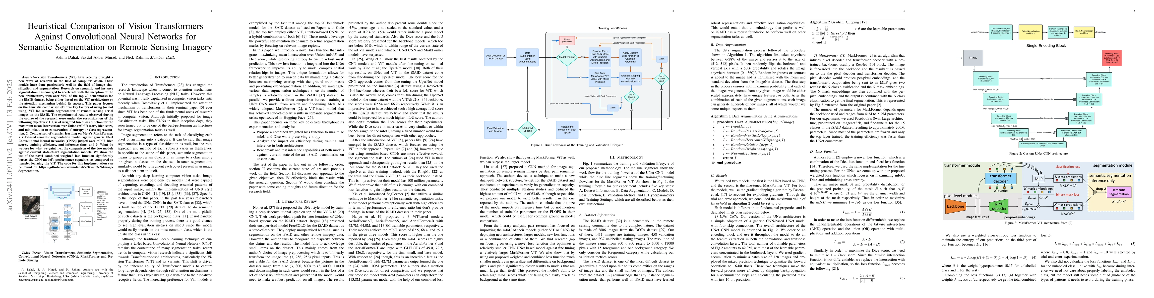 Thumbnail for Heuristical Comparison of Vision Transformers Against Convolutional
  Neural Networks for Semantic Segmentation on Remote Sensing Imagery