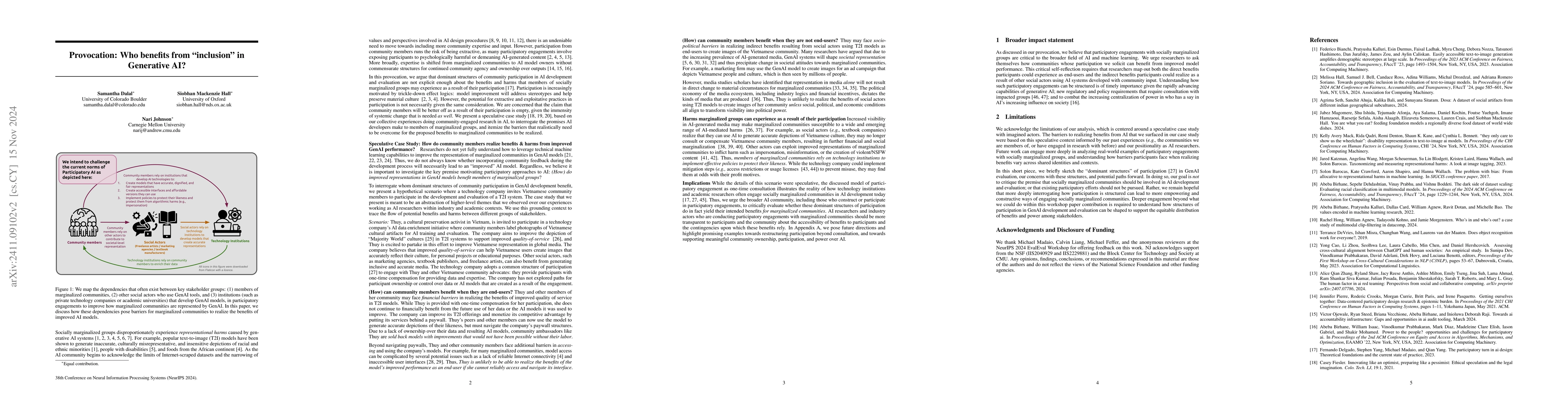 Thumbnail for Provocation: Who benefits from "inclusion" in Generative AI?
